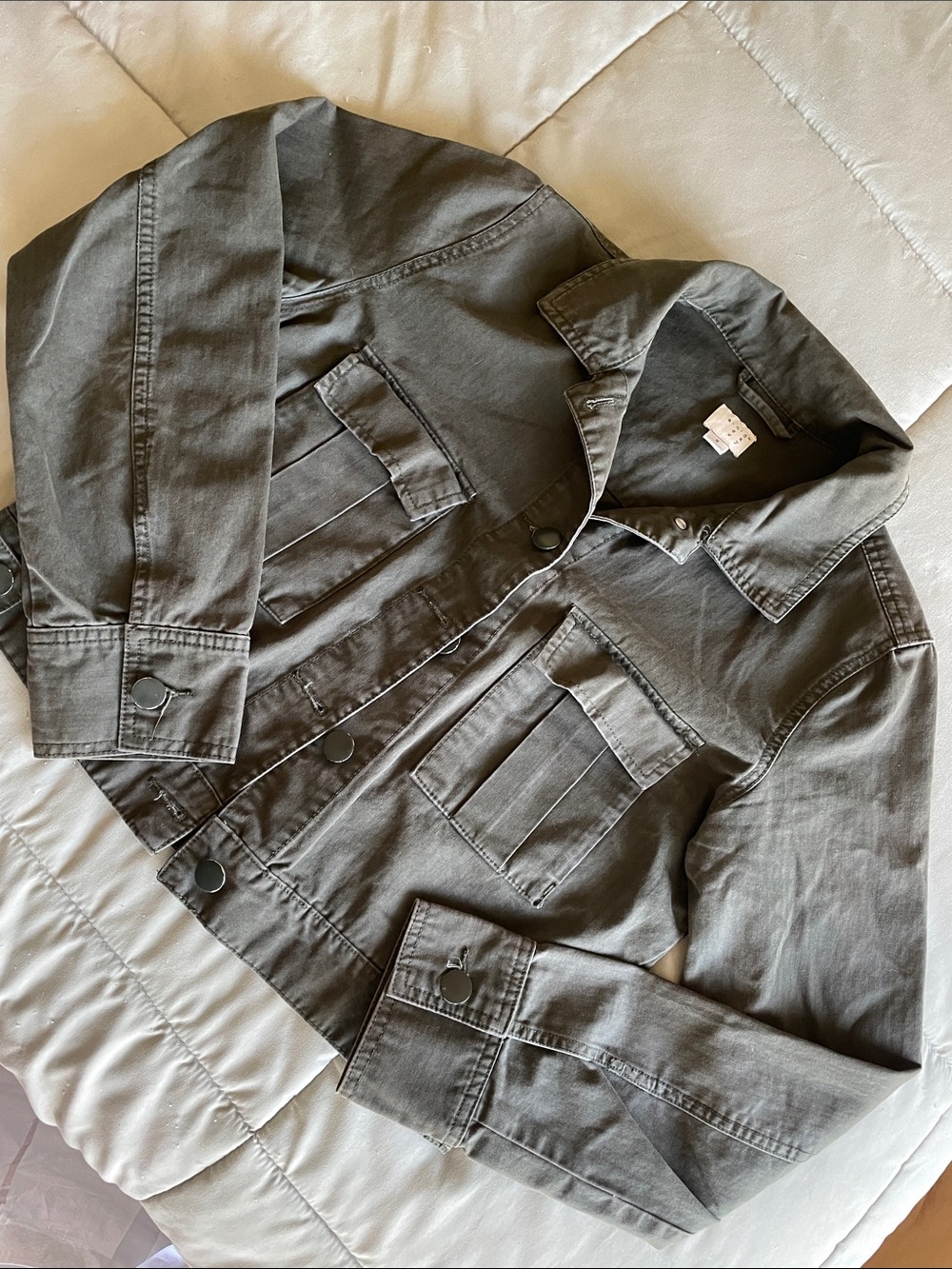 A New Day Cropped Dark Olive Green Utility Jacket